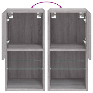 Έπιπλα Τηλεόρασης με LED 2 τεμ. Γκρι Sonoma 30,5x30x60 εκ. - Pakobazaar