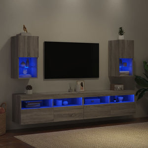 Έπιπλα Τηλεόρασης με LED 2 τεμ. Γκρι Sonoma 30,5x30x60 εκ. - Pakobazaar