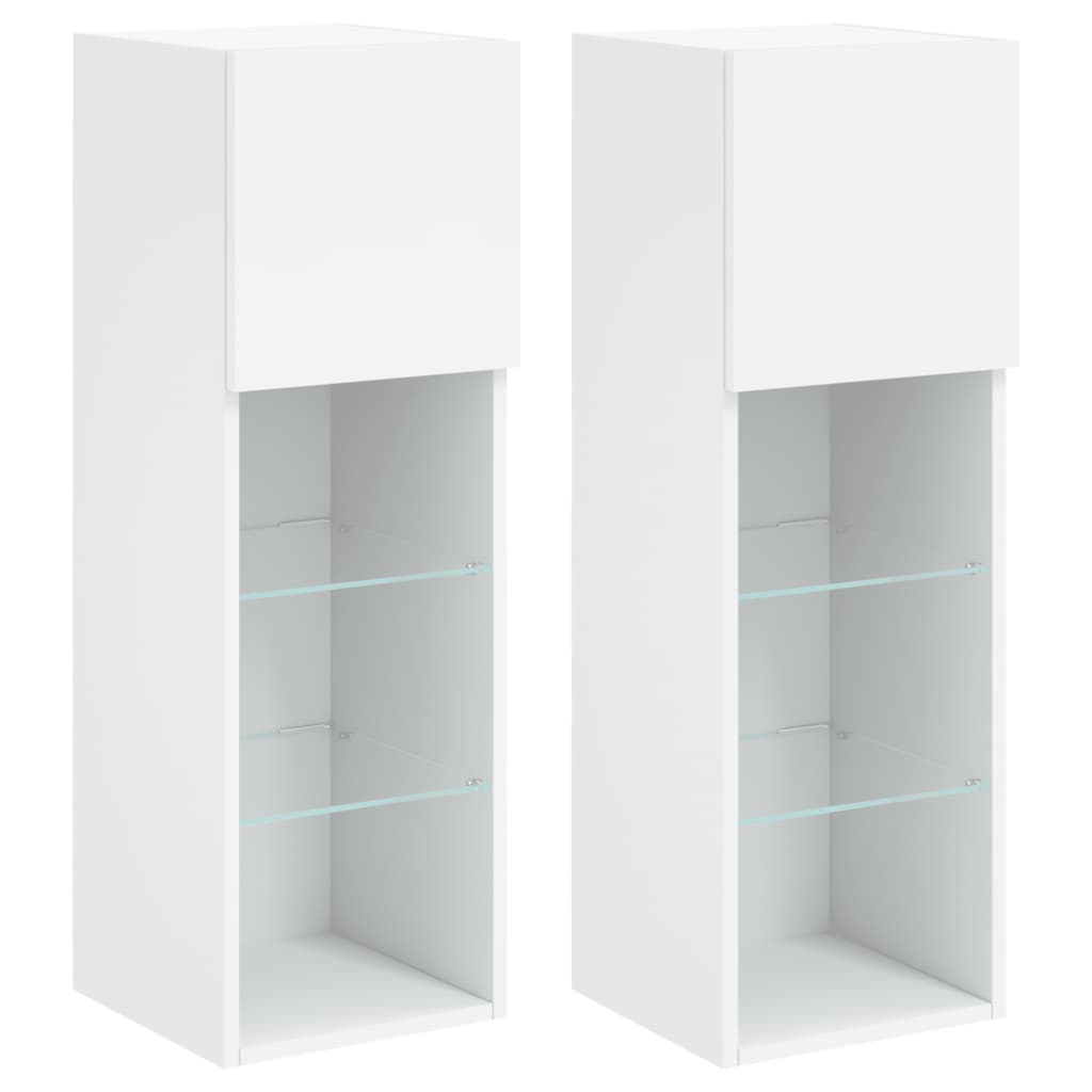 Έπιπλα Τηλεόρασης με LED 2 τεμ. Λευκά 30,5x30x90 εκ. - Pakobazaar