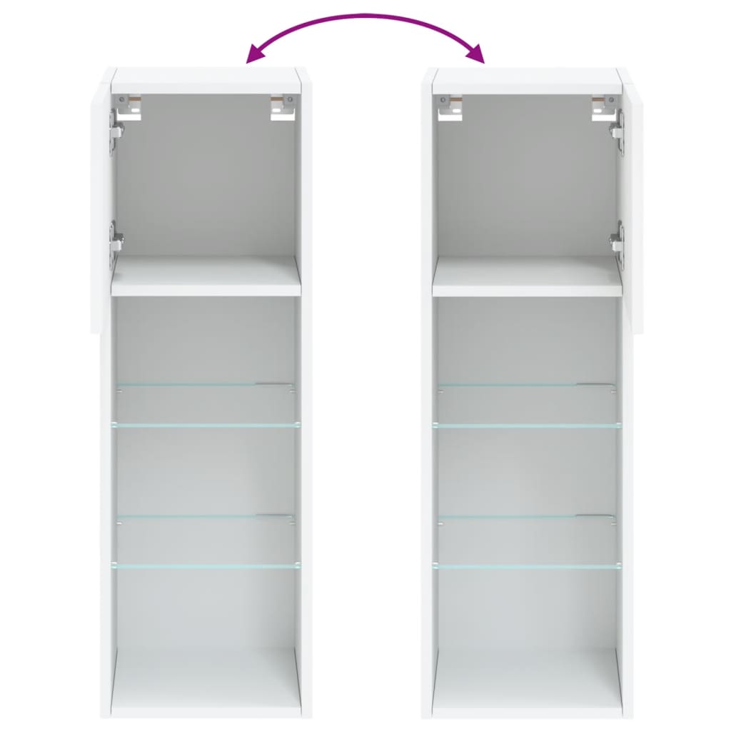 Έπιπλα Τηλεόρασης με LED 2 τεμ. Λευκά 30,5x30x90 εκ. - Pakobazaar