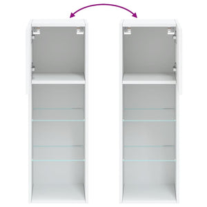 Έπιπλα Τηλεόρασης με LED 2 τεμ. Λευκά 30,5x30x90 εκ. - Pakobazaar