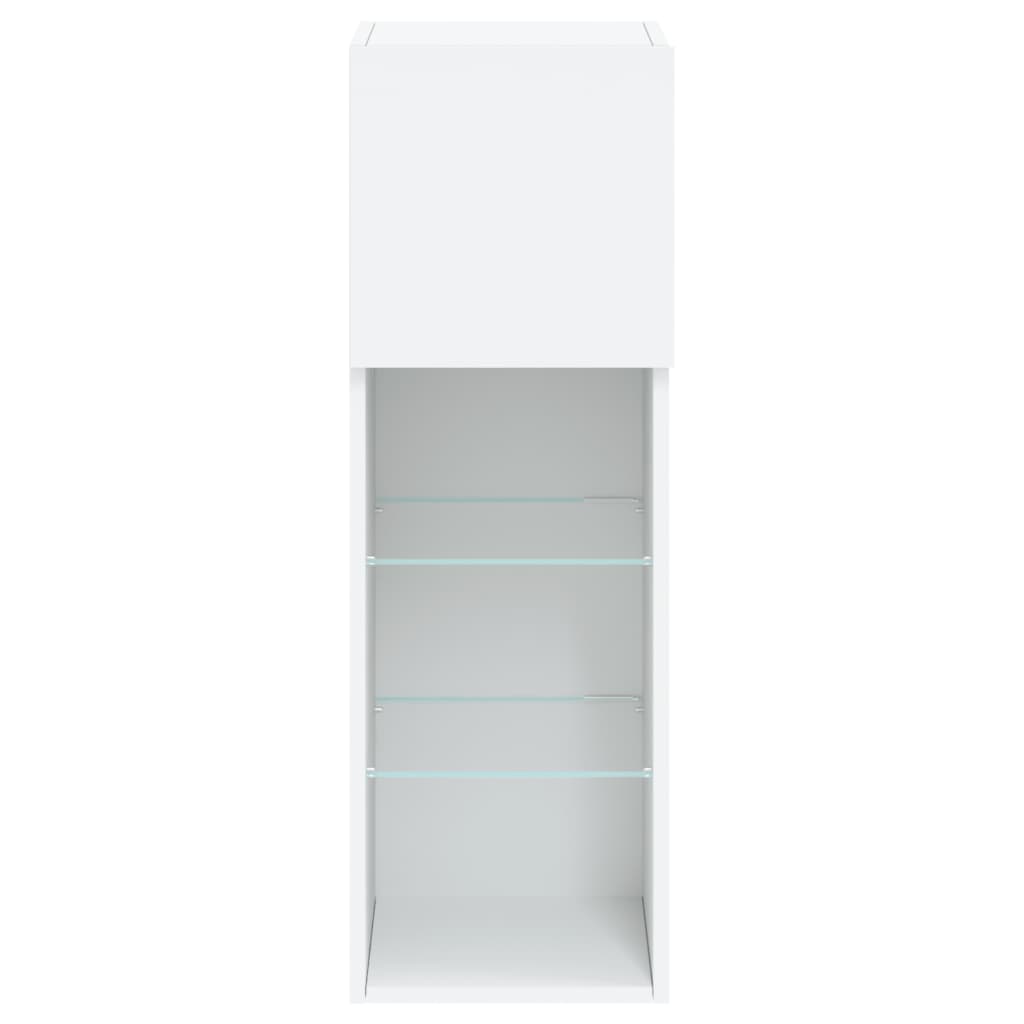 Έπιπλα Τηλεόρασης με LED 2 τεμ. Λευκά 30,5x30x90 εκ. - Pakobazaar
