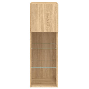 Έπιπλα Τηλεόρασης με LED 2 τεμ. Sonoma Δρυς 30,5x30x90 εκ. - Pakobazaar