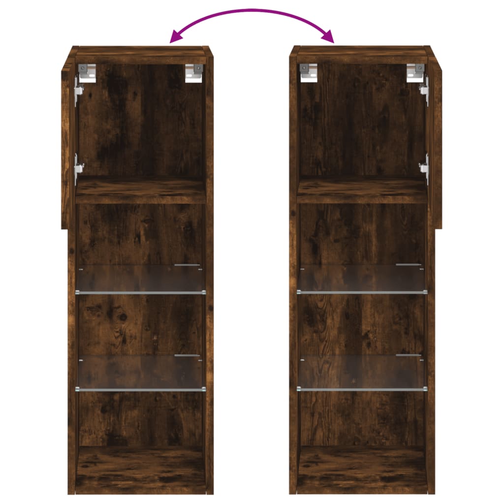 Έπιπλο Τηλεόρασης με LED Καπνιστή Δρυς 30,5x30x90 εκ. - Pakobazaar