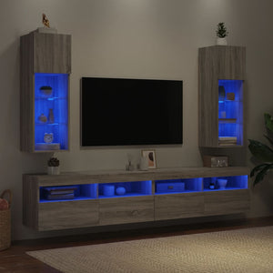 Έπιπλα Τηλεόρασης με LED 2 τεμ. Γκρι Sonoma 30,5x30x90 εκ.