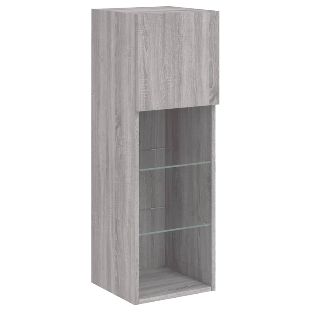 Έπιπλα Τηλεόρασης με LED 2 τεμ. Γκρι Sonoma 30,5x30x90 εκ. - Pakobazaar