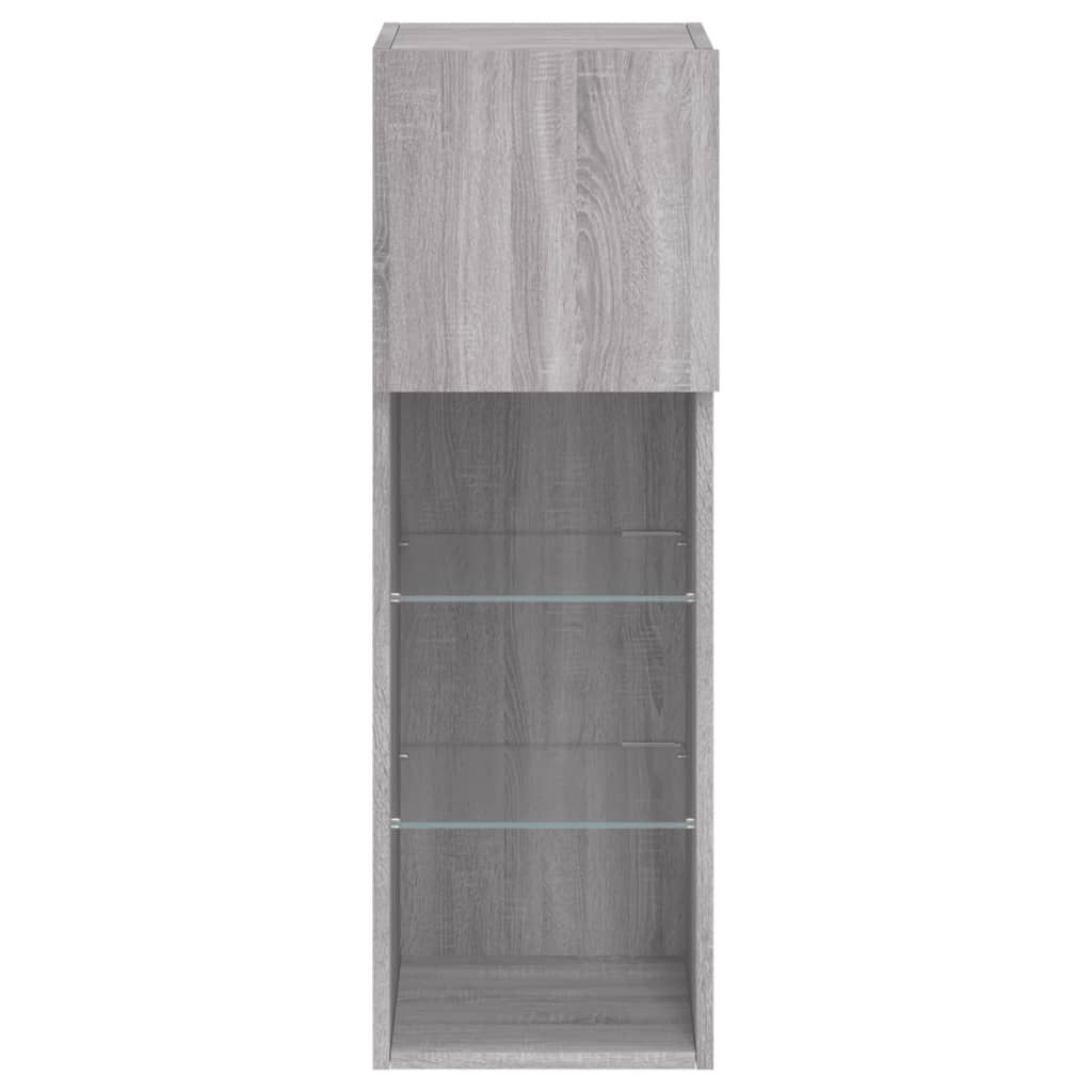Έπιπλα Τηλεόρασης με LED 2 τεμ. Γκρι Sonoma 30,5x30x90 εκ. - Pakobazaar