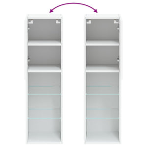 Έπιπλα Τηλεόρασης με LED 2 τεμ. Λευκά 30,5x30x102 εκ. - Pakobazaar