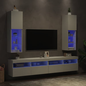 Έπιπλα Τηλεόρασης με LED 2 τεμ. Λευκά 30,5x30x102 εκ. - Pakobazaar
