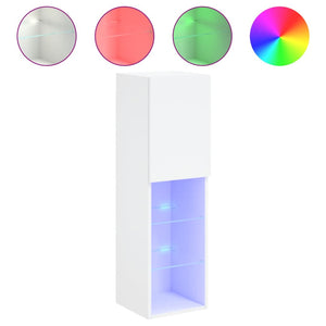 Έπιπλα Τηλεόρασης με LED 2 τεμ. Λευκά 30,5x30x102 εκ. - Pakobazaar