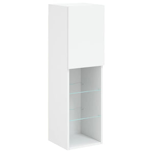 Έπιπλα Τηλεόρασης με LED 2 τεμ. Λευκά 30,5x30x102 εκ. - Pakobazaar