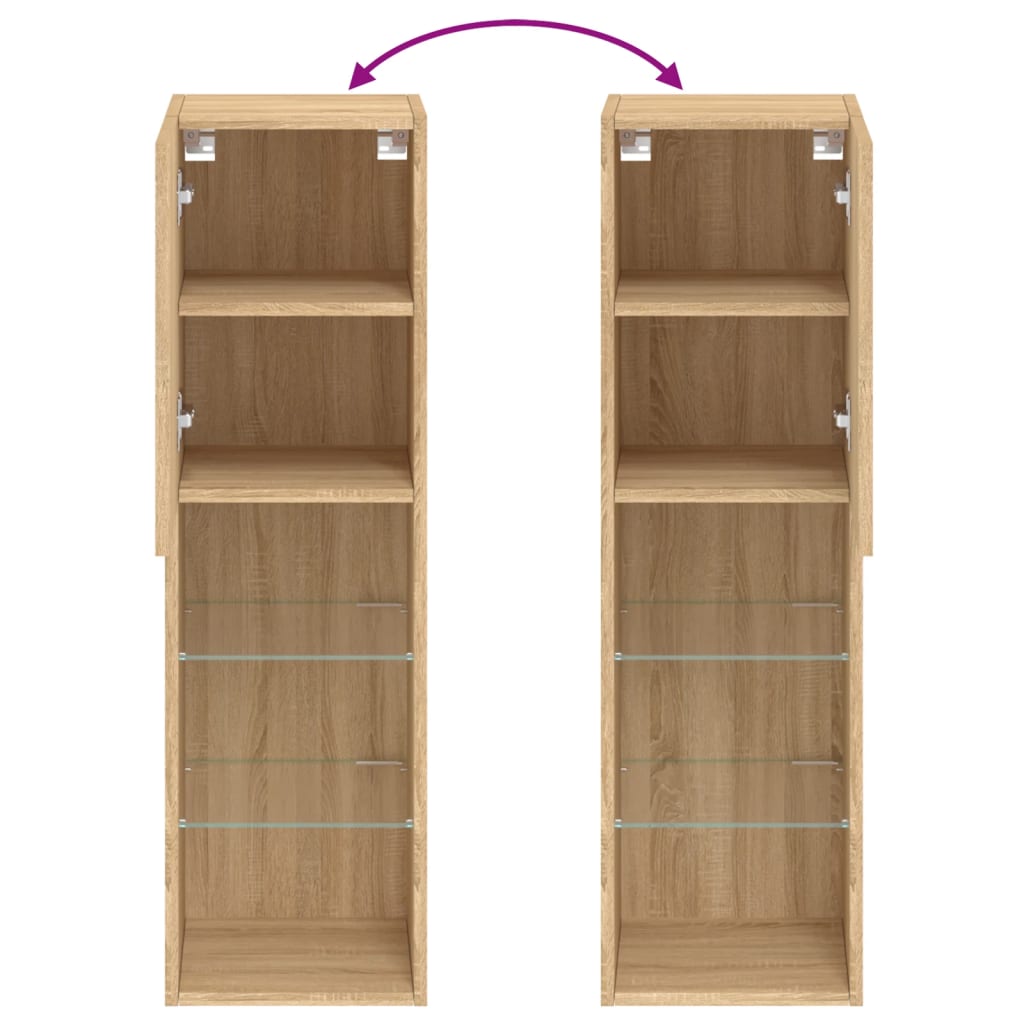 Έπιπλα Τηλεόρασης με LED 2 τεμ. Sonoma Δρυς 30,5x30x102 εκ. - Pakobazaar