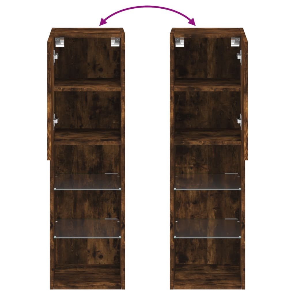 Έπιπλο Τηλεόρασης με LED Καπνιστή Δρυς 30,5x30x102 εκ. - Pakobazaar