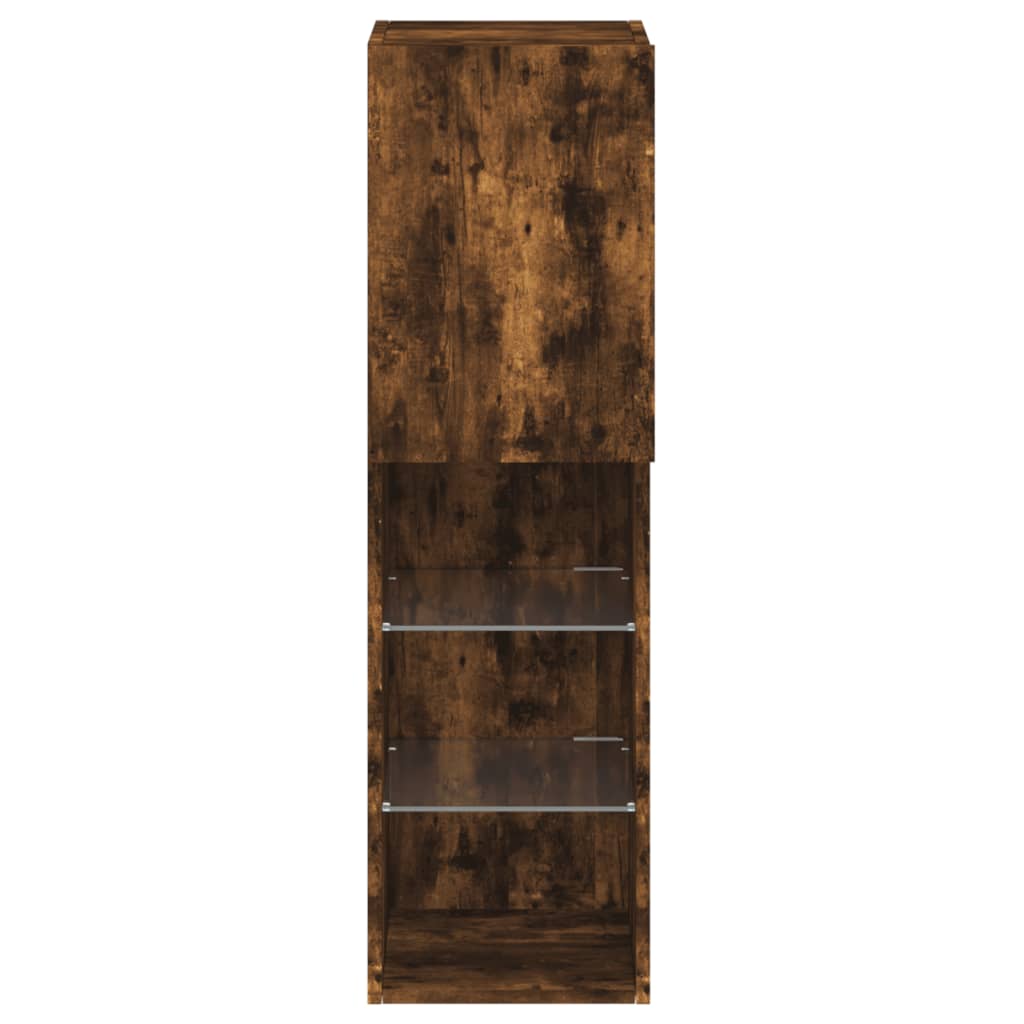 Έπιπλο Τηλεόρασης με LED Καπνιστή Δρυς 30,5x30x102 εκ. - Pakobazaar