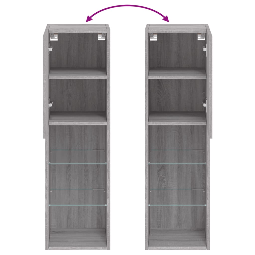 Έπιπλα Τηλεόρασης με LED 2 τεμ. Γκρι Sonoma 30,5x30x102 εκ. - Pakobazaar