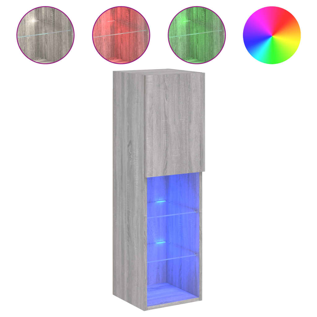 Έπιπλα Τηλεόρασης με LED 2 τεμ. Γκρι Sonoma 30,5x30x102 εκ. - Pakobazaar