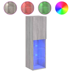 Έπιπλα Τηλεόρασης με LED 2 τεμ. Γκρι Sonoma 30,5x30x102 εκ. - Pakobazaar