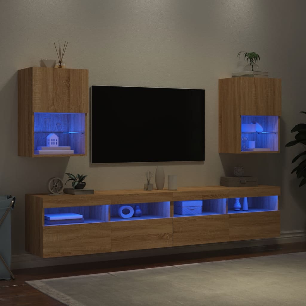 Έπιπλα Τηλεόρασης με LED 2 τεμ. Sonoma Δρυς 40,5x30x60 εκ.