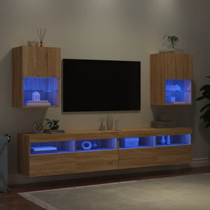 Έπιπλα Τηλεόρασης με LED 2 τεμ. Sonoma Δρυς 40,5x30x60 εκ.