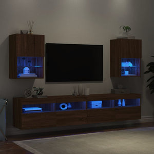 Έπιπλα Τηλεόρασης με LED 2 τεμ. Καφέ Δρυς 40,5x30x60 εκ.