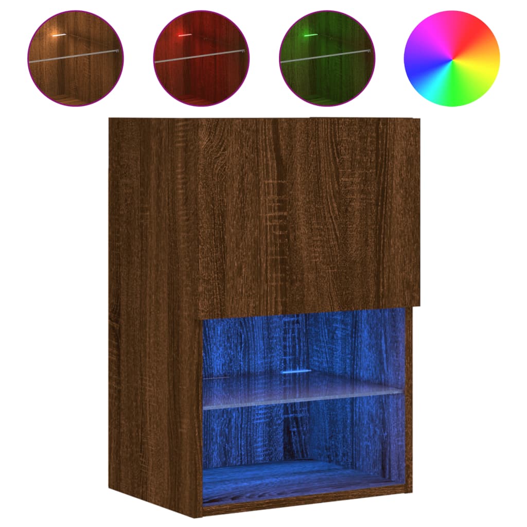 Έπιπλα Τηλεόρασης με LED 2 τεμ. Καφέ Δρυς 40,5x30x60 εκ.