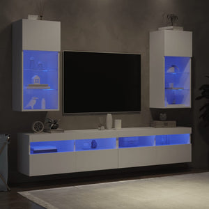 Έπιπλα Τηλεόρασης με LED 2 τεμ. Λευκά 40,5x30x90 εκ. - Pakobazaar