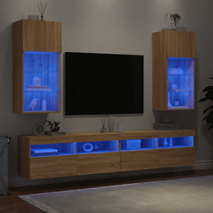 Έπιπλα Τηλεόρασης με LED 2 τεμ. Sonoma Δρυς 40,5x30x90 εκ. - Pakobazaar