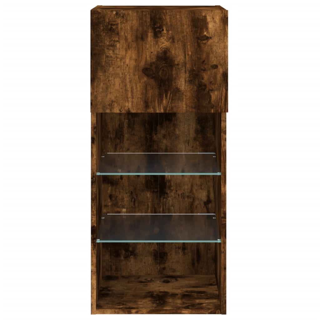 Έπιπλα Τηλεόρασης με LED 2 τεμ. Καπνιστή Δρυς 40,5x30x90 εκ. - Pakobazaar