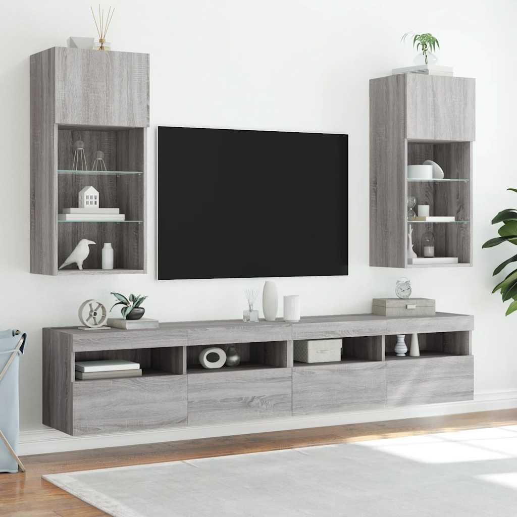 Έπιπλο Τηλεόρασης με LED Γκρι Sonoma 40,5x30x90 εκ. - Pakobazaar