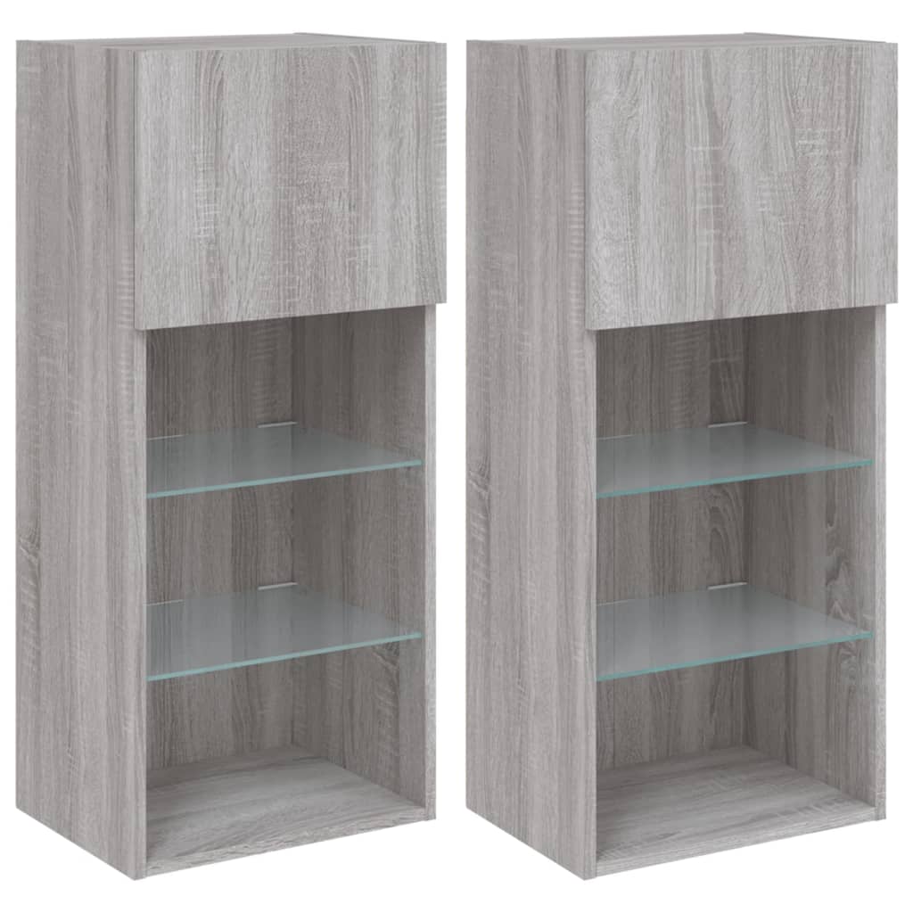 Έπιπλα Τηλεόρασης με LED 2 τεμ. Γκρι Sonoma 40,5x30x90 εκ. - Pakobazaar
