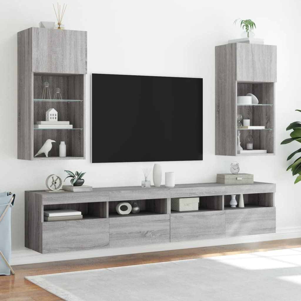 Έπιπλα Τηλεόρασης με LED 2 τεμ. Γκρι Sonoma 40,5x30x90 εκ. - Pakobazaar