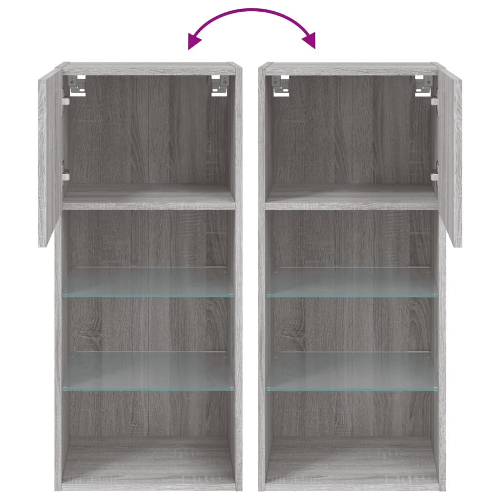 Έπιπλα Τηλεόρασης με LED 2 τεμ. Γκρι Sonoma 40,5x30x90 εκ. - Pakobazaar
