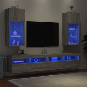 Έπιπλα Τηλεόρασης με LED 2 τεμ. Γκρι Sonoma 40,5x30x90 εκ. - Pakobazaar