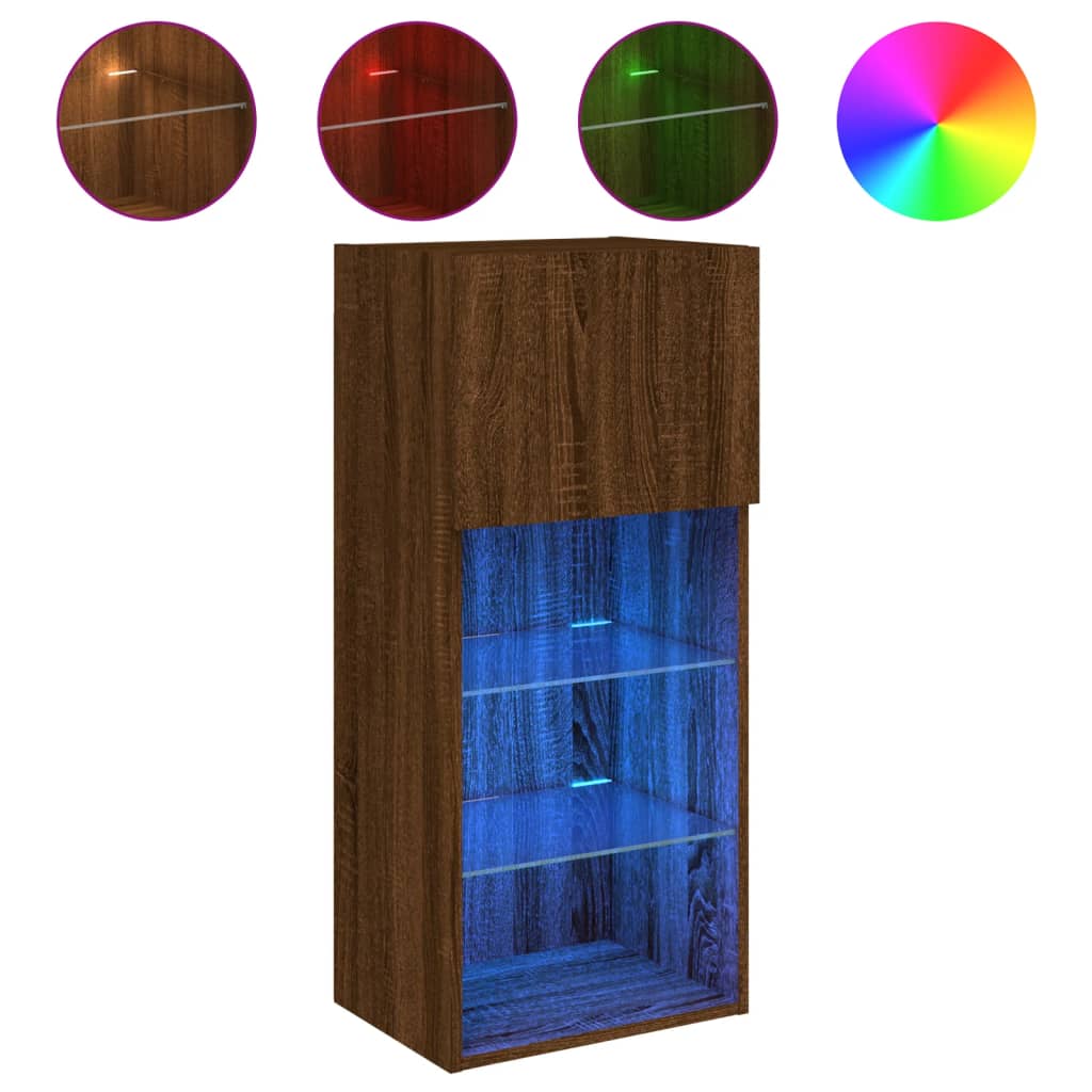 Έπιπλο Τηλεόρασης με LED Καφέ Δρυς 40,5x30x90 εκ. - Pakobazaar