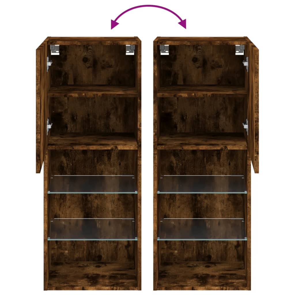 Έπιπλο Τηλεόρασης με LED Καπνιστή Δρυς 40,5x30x102 εκ. - Pakobazaar