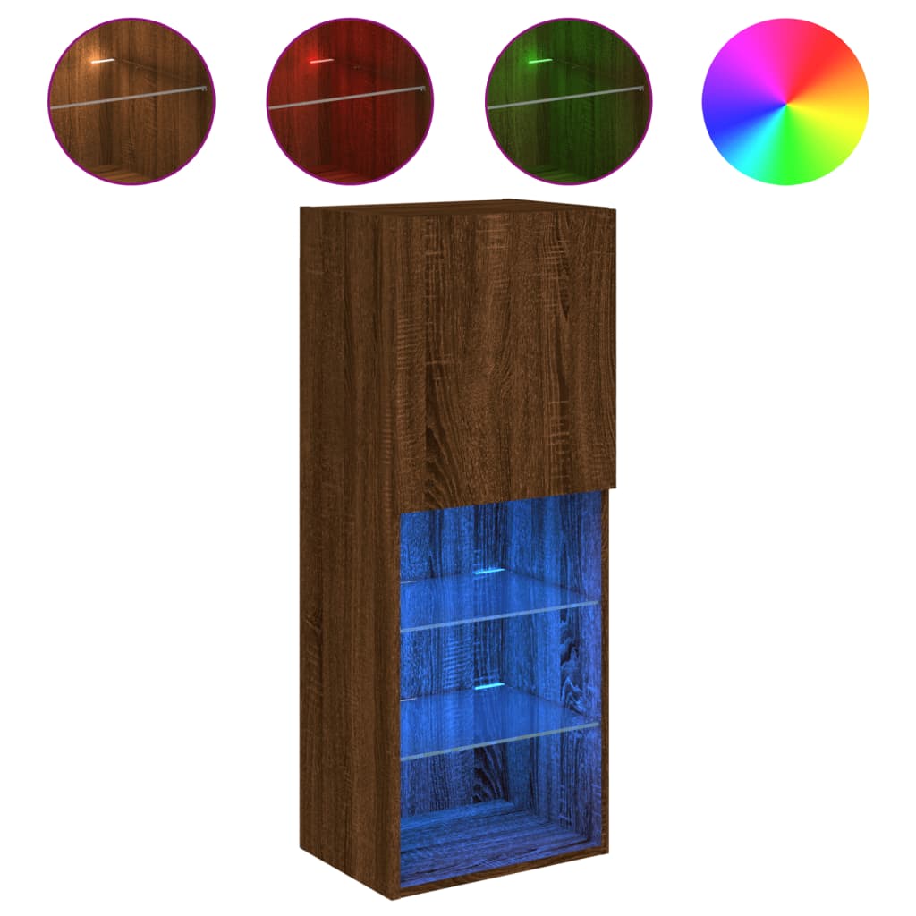 Έπιπλο Τηλεόρασης με LED Καφέ Δρυς 40,5x30x102 εκ. - Pakobazaar