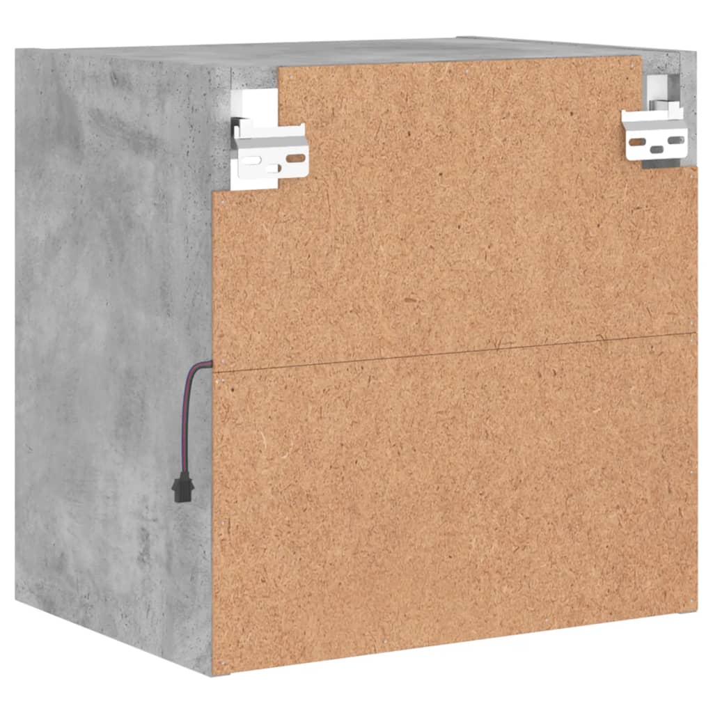 Κομοδίνο Επιτοίχιο με Φώτα LED Γκρι Σκυροδέματος - Pakobazaar