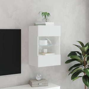 Έπιπλο Τοίχου Τηλεόρασης με LED Λευκό 40x30x60,5 εκ. - Pakobazaar