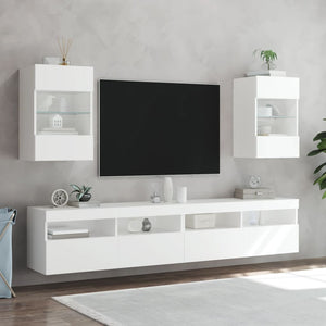 Έπιπλο Τοίχου Τηλεόρασης με LED Λευκό 40x30x60,5 εκ. - Pakobazaar
