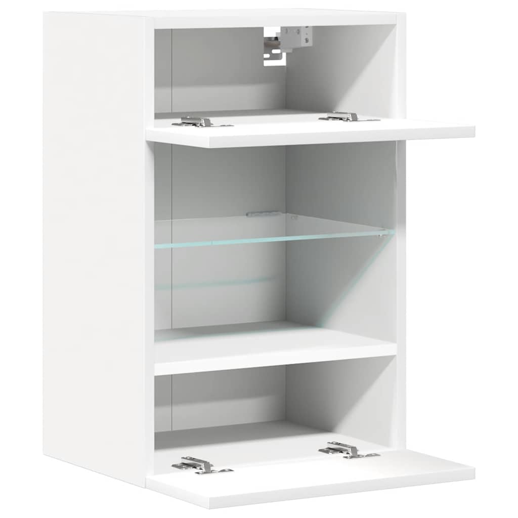 Κρεμαστά ντουλάπια με φώτα LED για τηλεόραση 2 Τεμ. Λευκά 40x30x60,5 εκ. - Pakobazaar