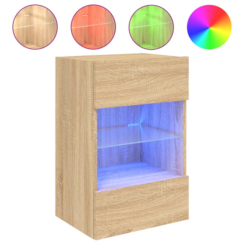Έπιπλο Τοίχου Τηλεόρασης με LED Sonoma Δρυς 40x30x60,5 εκ. - Pakobazaar