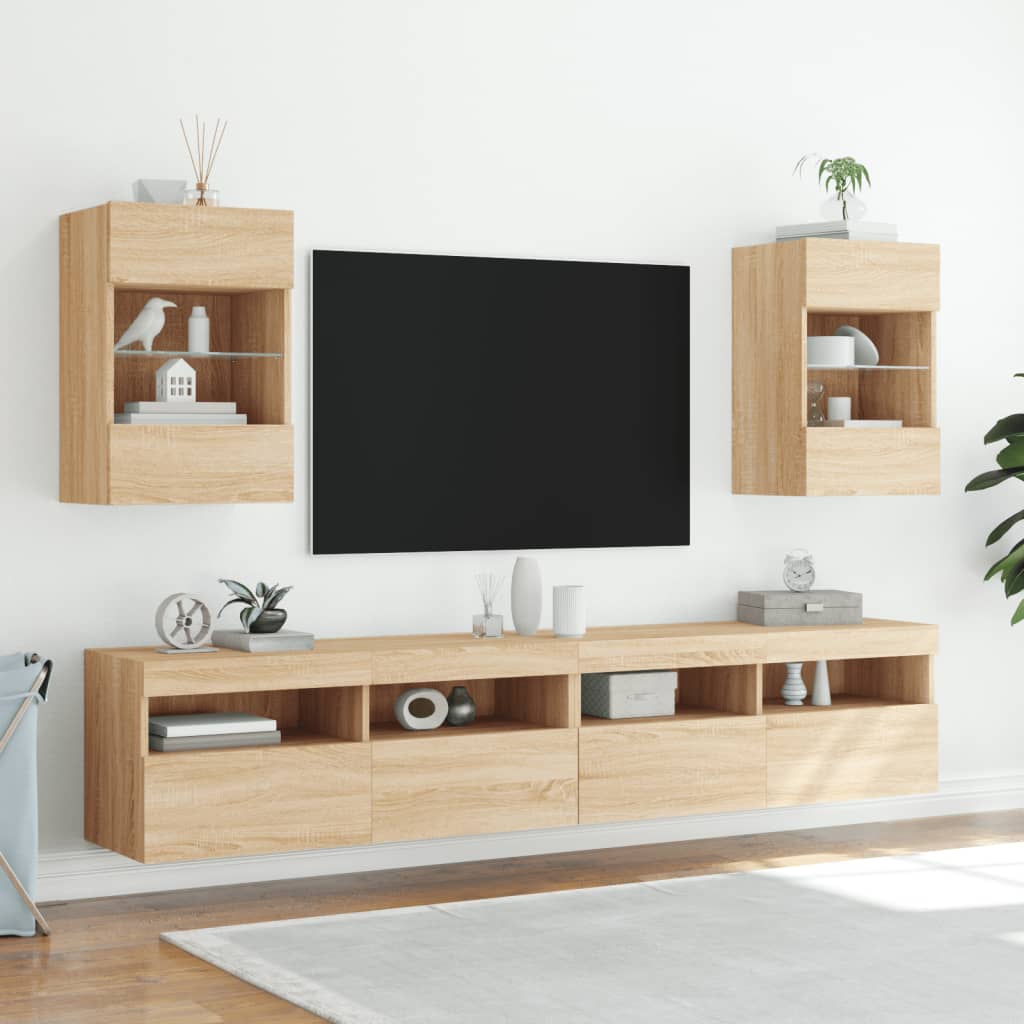 Έπιπλο Τοίχου Τηλεόρασης με LED Sonoma Δρυς 40x30x60,5 εκ. - Pakobazaar