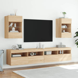 Έπιπλο Τοίχου Τηλεόρασης με LED Sonoma Δρυς 40x30x60,5 εκ. - Pakobazaar