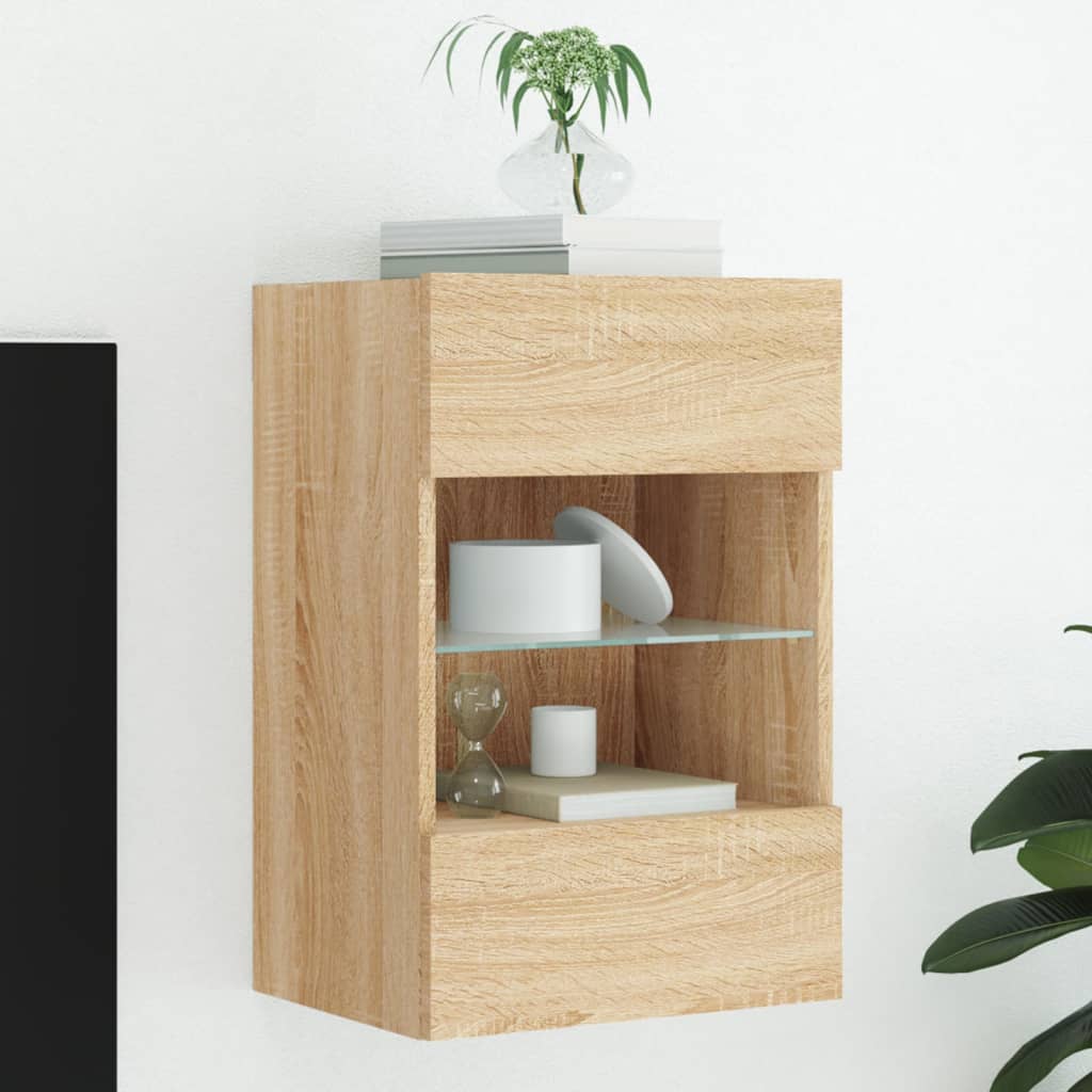 Έπιπλο Τοίχου Τηλεόρασης με LED Sonoma Δρυς 40x30x60,5 εκ. - Pakobazaar