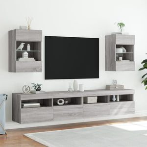 Έπιπλο Τοίχου Τηλεόρασης με LED Γκρι Sonoma 40x30x60,5 εκ. - Pakobazaar