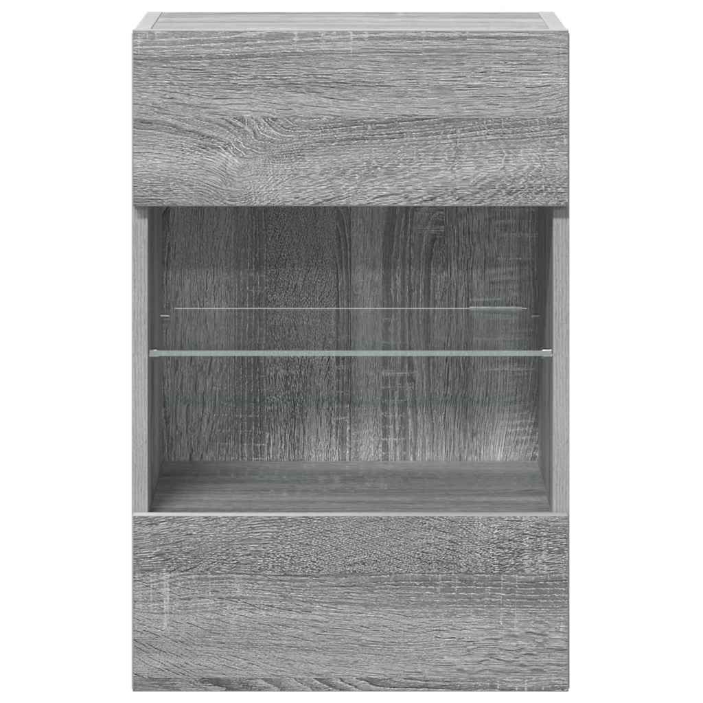 Κρεμαστά ντουλάπια με φώτα LED για τηλεόραση 2 Τεμ. Γκρι Sonoma 40x30x60,5 εκ. - Pakobazaar