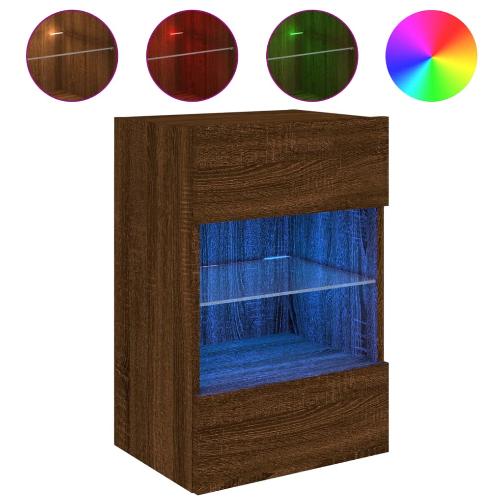 Έπιπλο Τοίχου Τηλεόρασης με LED Καφέ Δρυς 40x30x60,5 εκ. - Pakobazaar