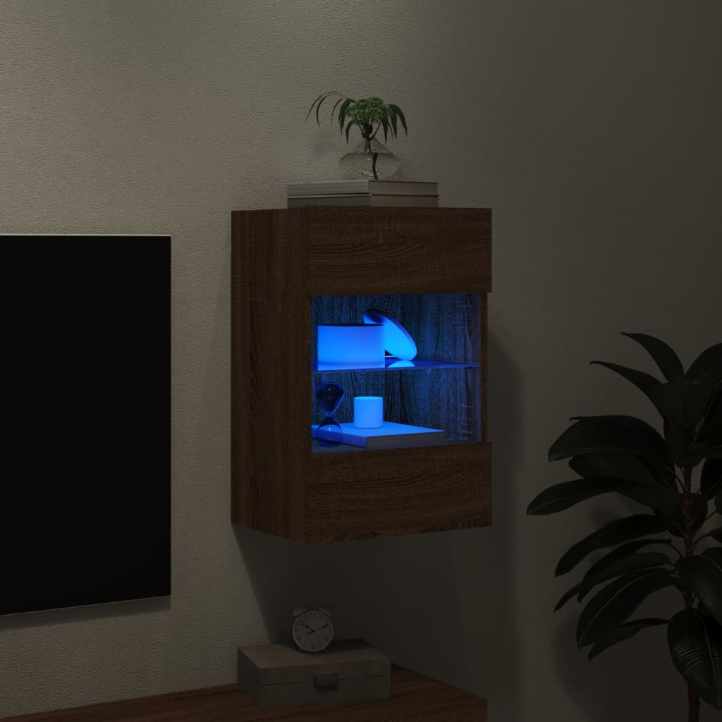Έπιπλο Τοίχου Τηλεόρασης με LED Καφέ Δρυς 40x30x60,5 εκ. - Pakobazaar