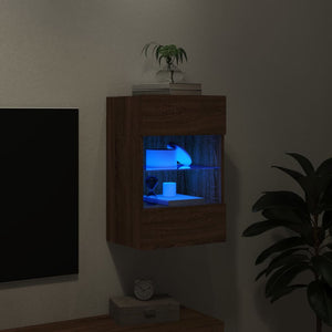 Έπιπλο Τοίχου Τηλεόρασης με LED Καφέ Δρυς 40x30x60,5 εκ. - Pakobazaar