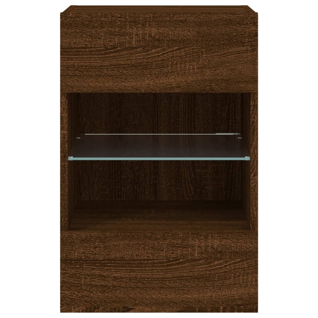 Έπιπλο Τοίχου Τηλεόρασης με LED Καφέ Δρυς 40x30x60,5 εκ. - Pakobazaar
